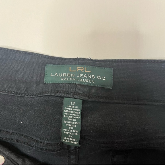 Lauren Ralph Lauren Women's Denim Jeans Sz 12 Black Mid Rise Straight Leg - Picture 4 of 5